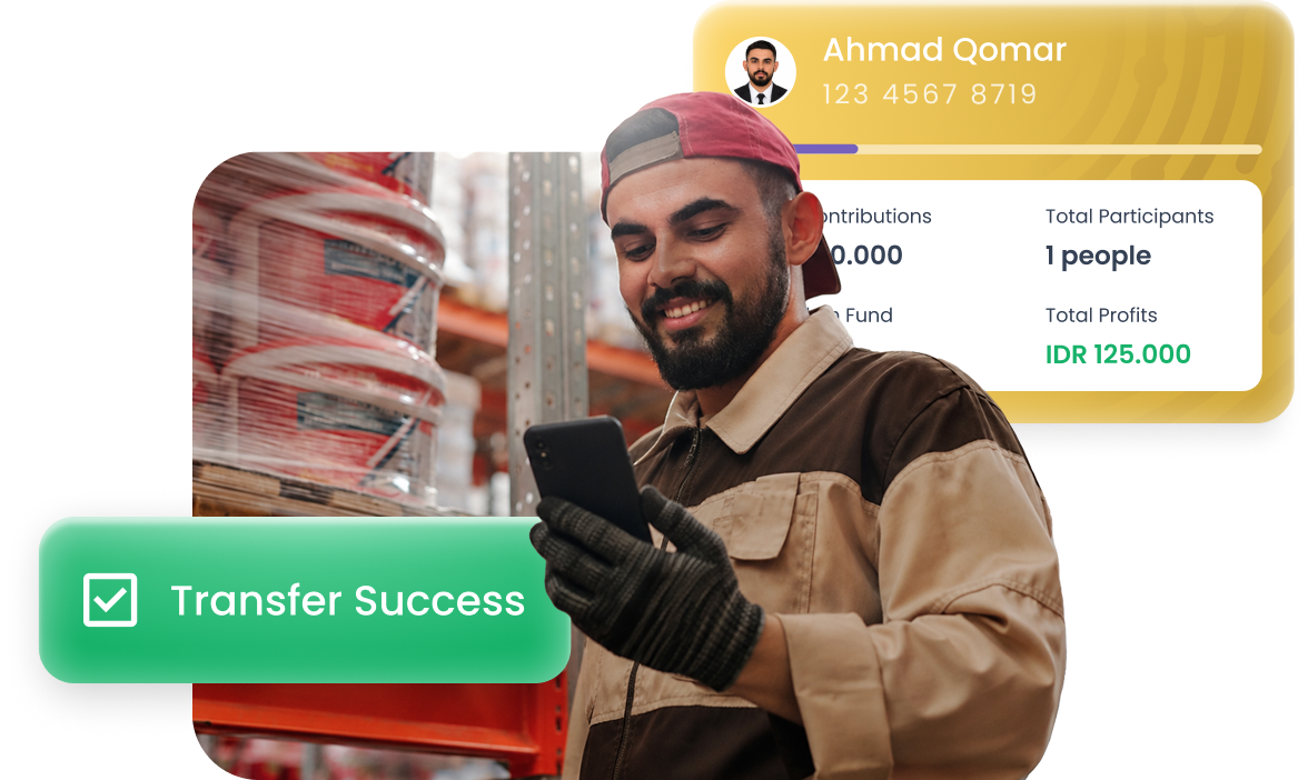A field worker receiving a successful transfer in the Moria app